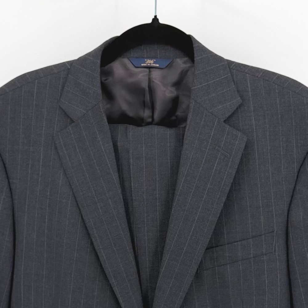 Brooks Brothers Mens 42R 38x31 Suit 2 Pc Charcoal Grey Pinstripe Wool Blend